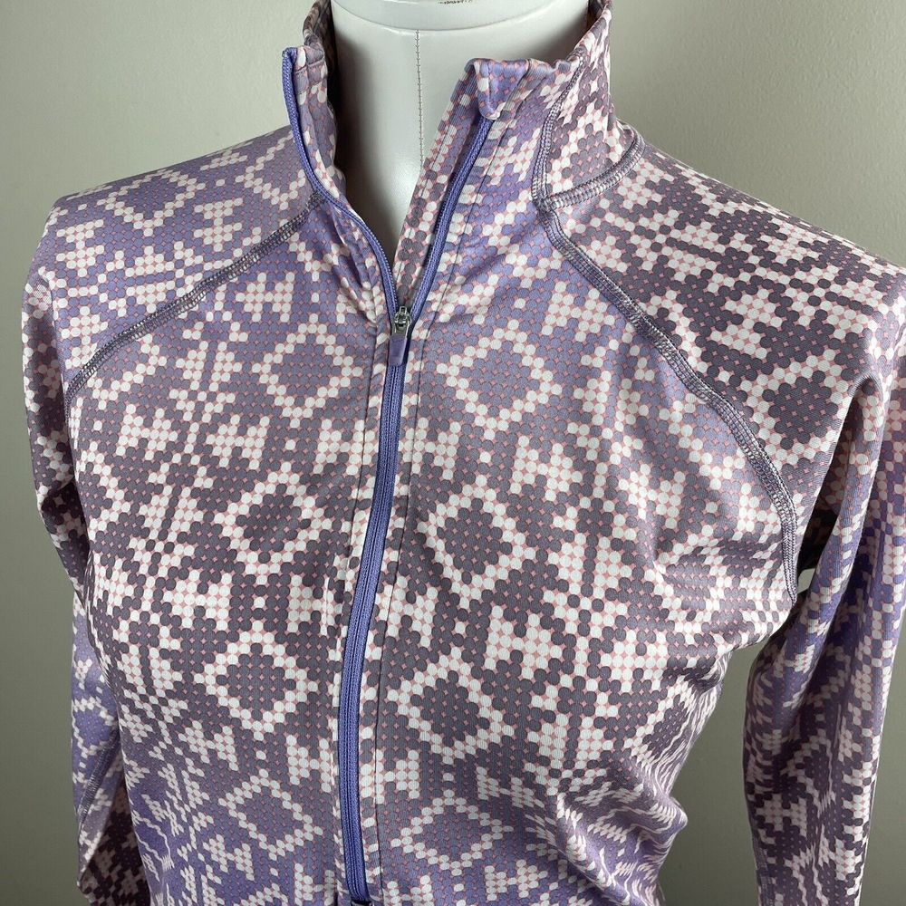 NIKE Women Medium PRO MICROFLEECE LINED 1/2 ZIP PURPLE OMBRE GEOMETRIC JACKET - Picture 2 of 9